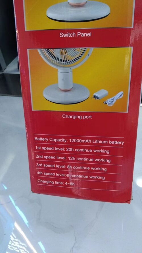 JYSuper 3-in-1 Size Adjustment Heights Rechargeable Fan 12" - Image 4